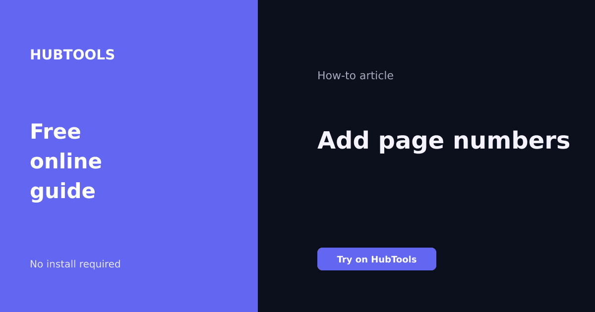Add page numbers Checklist: Free Browser Method