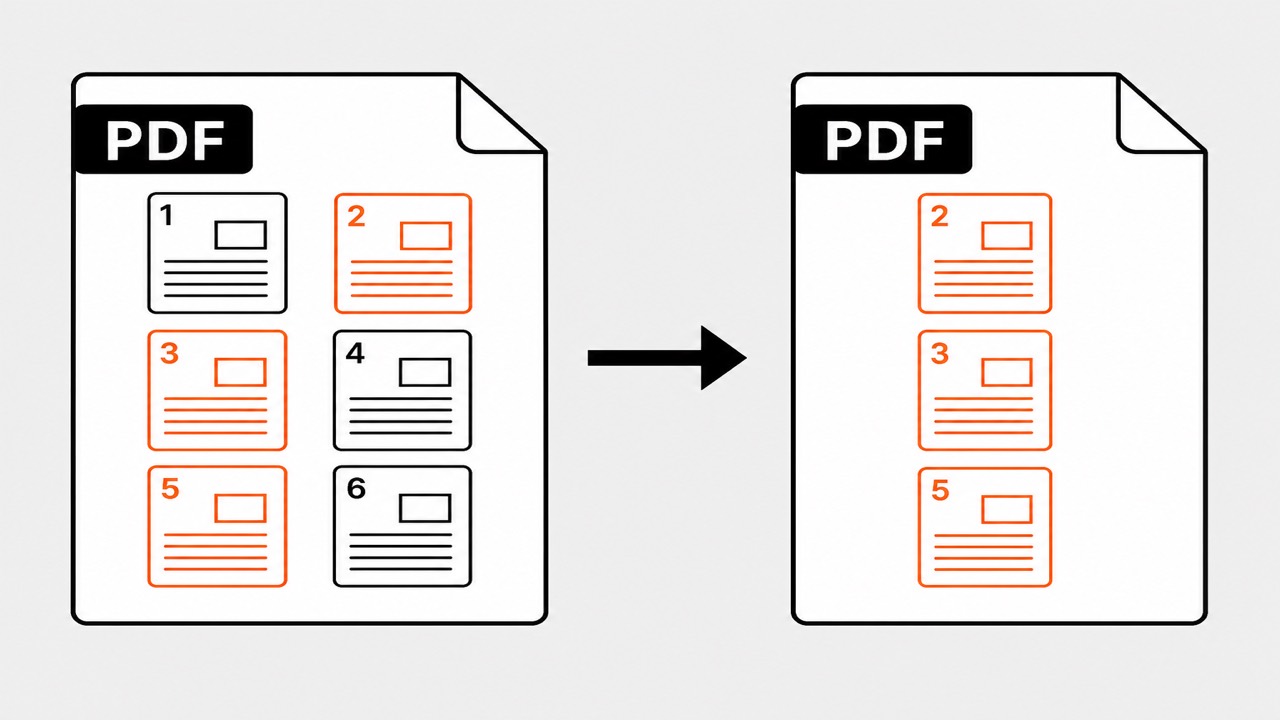 Diagram of selected PDF pages being copied into a new smaller PDF file