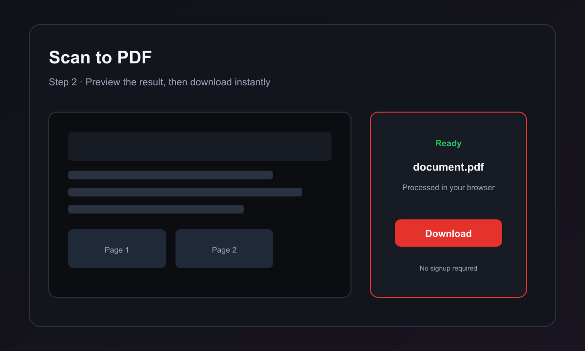 Scan to PDF on HubTools, download result