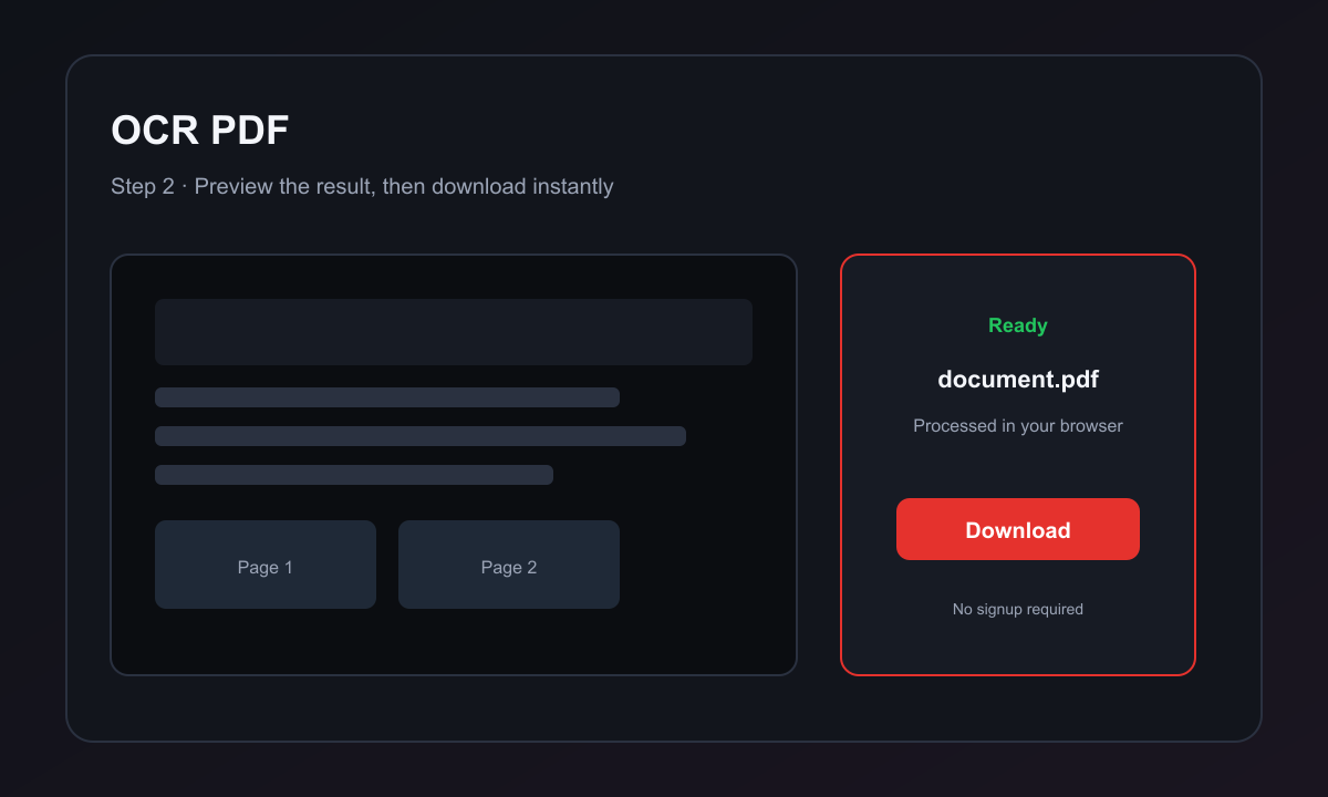 OCR PDF on HubTools, download result