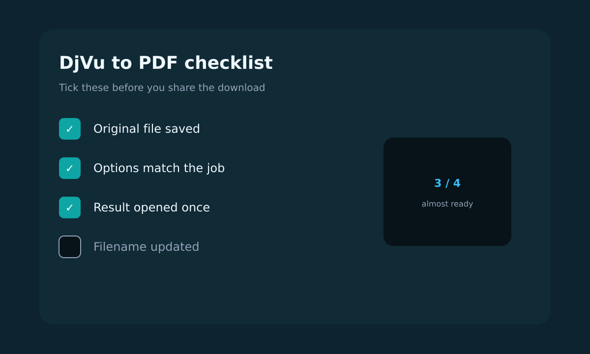 DjVu to PDF quality checklist