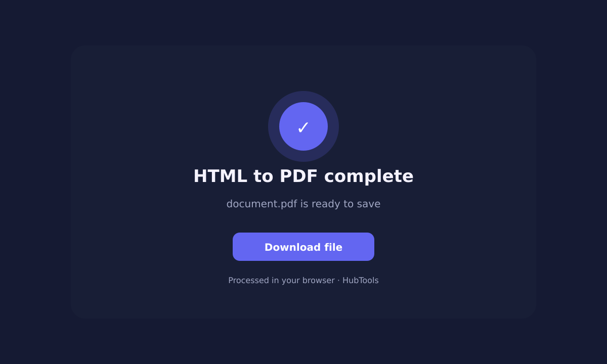 HTML to PDF download ready