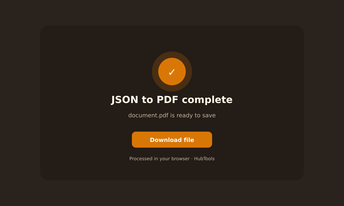 JSON to PDF download ready