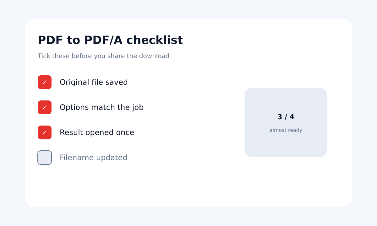 PDF to PDF/A quality checklist
