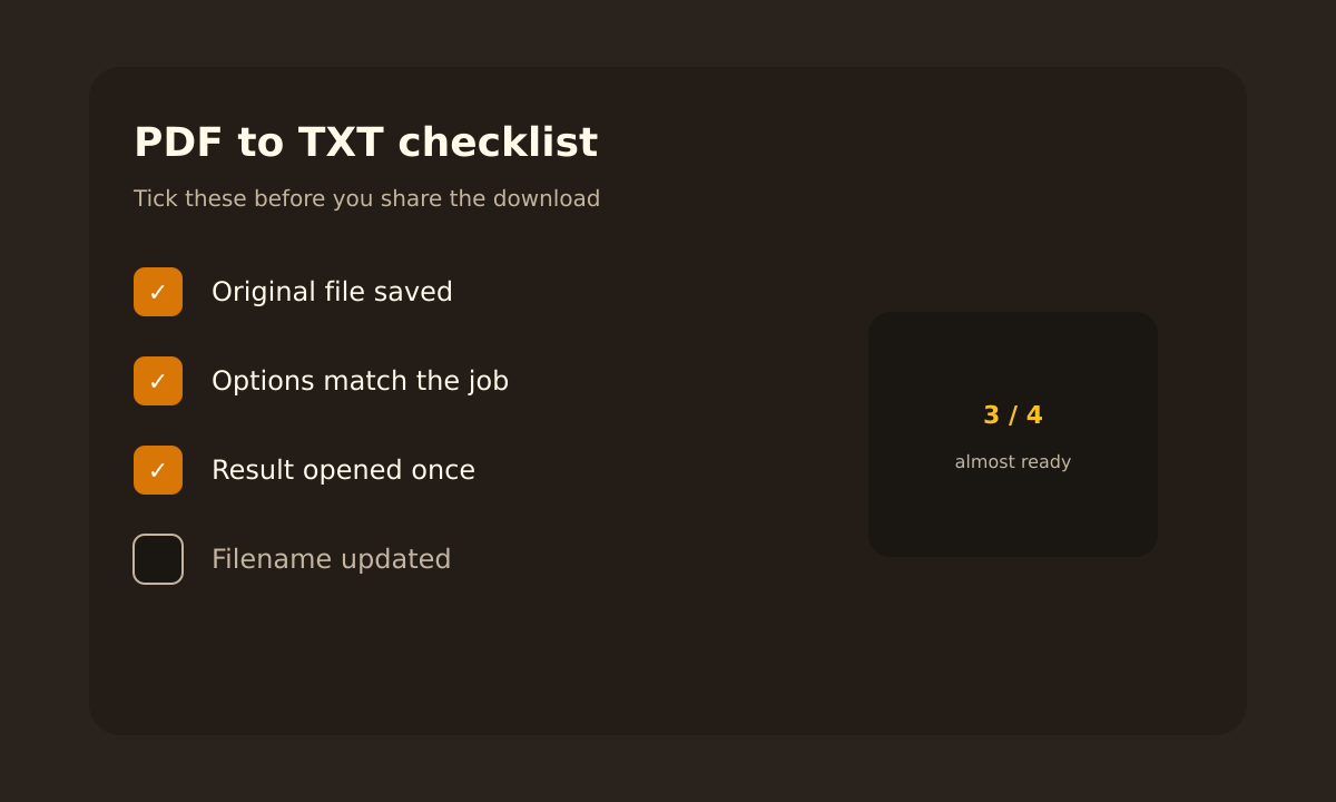 PDF to TXT quality checklist