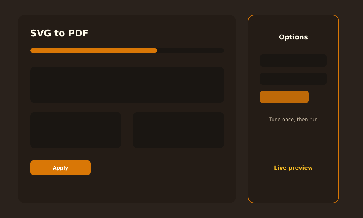 SVG to PDF options panel