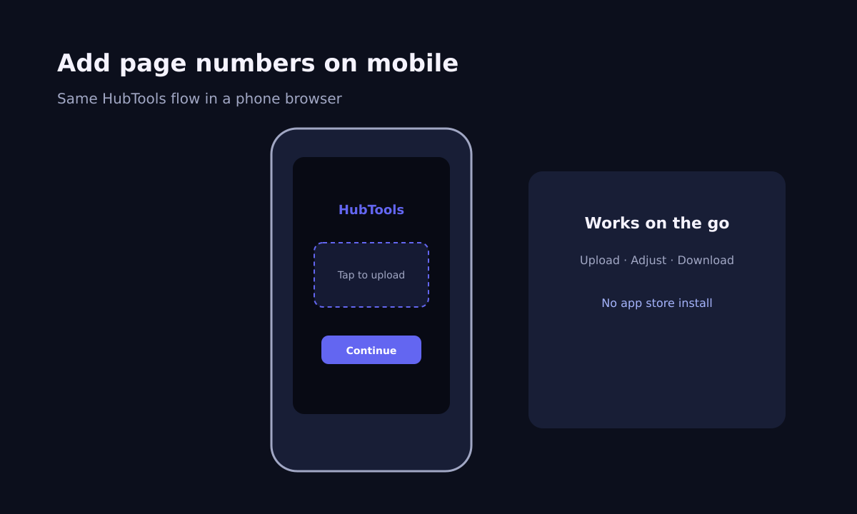 Add page numbers on mobile browser