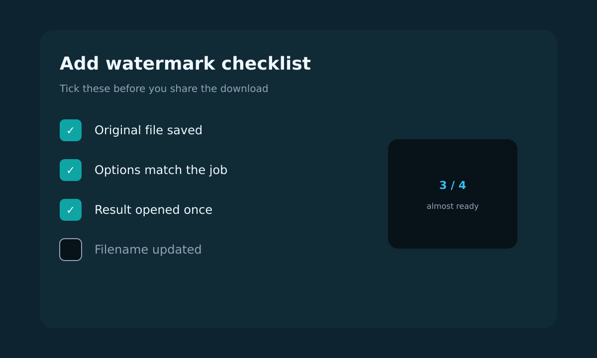Add watermark quality checklist