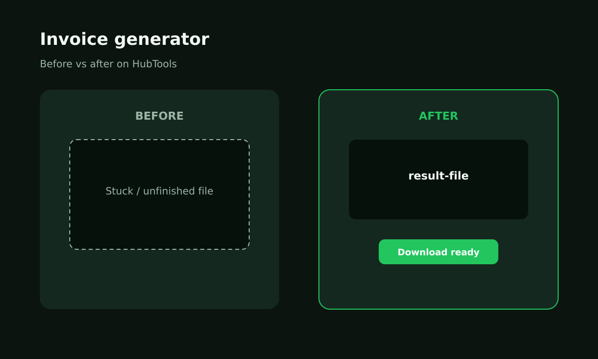 Invoice generator before and after