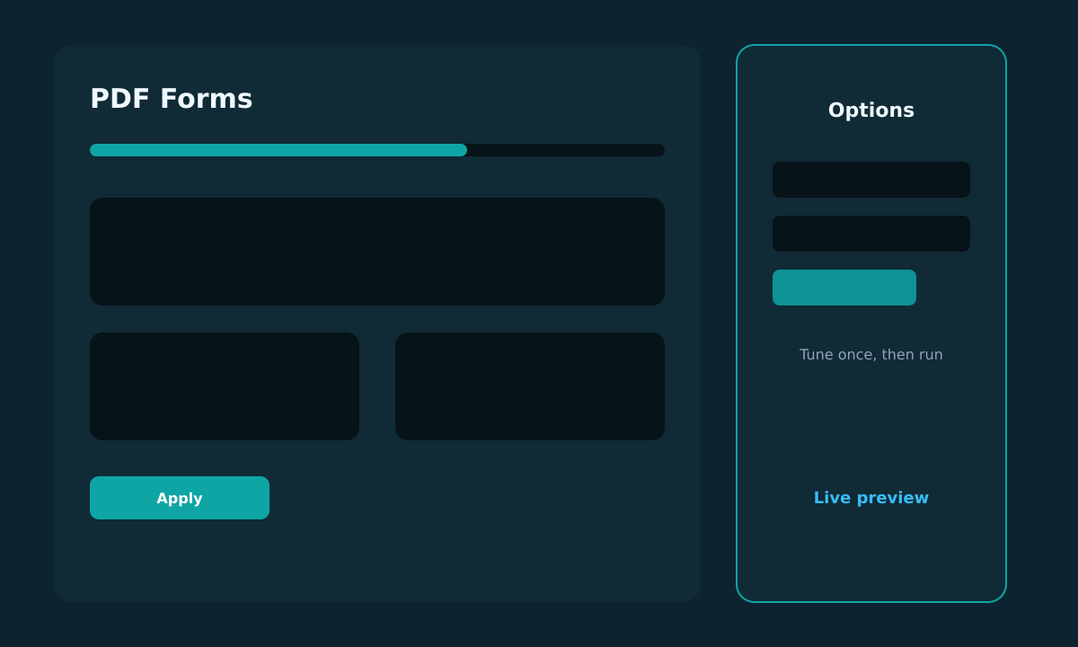 PDF Forms options panel